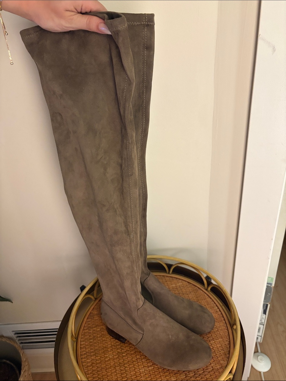 Brand new Over-the-Knee Taupe Suede Boots size 6